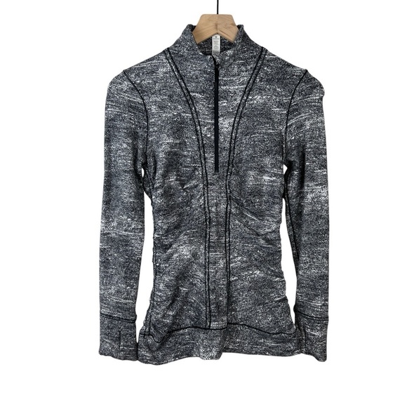 Lululemon Cypress Kiss 1/2 Zip Pullover Rush Jacquard Black White - Picture 1 of 5